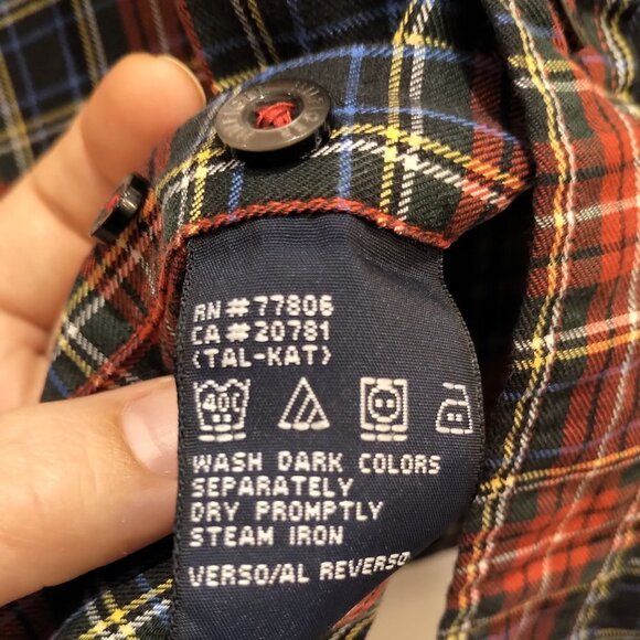 🍉2/40🍉Vintag Tommy Hilfiger Men's Shirt Red Plaid Long Sleeves Button up Shirt - Picture 11 of 16